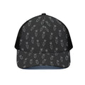 Black And White Carrot Pattern Print Black Mesh Trucker Hat