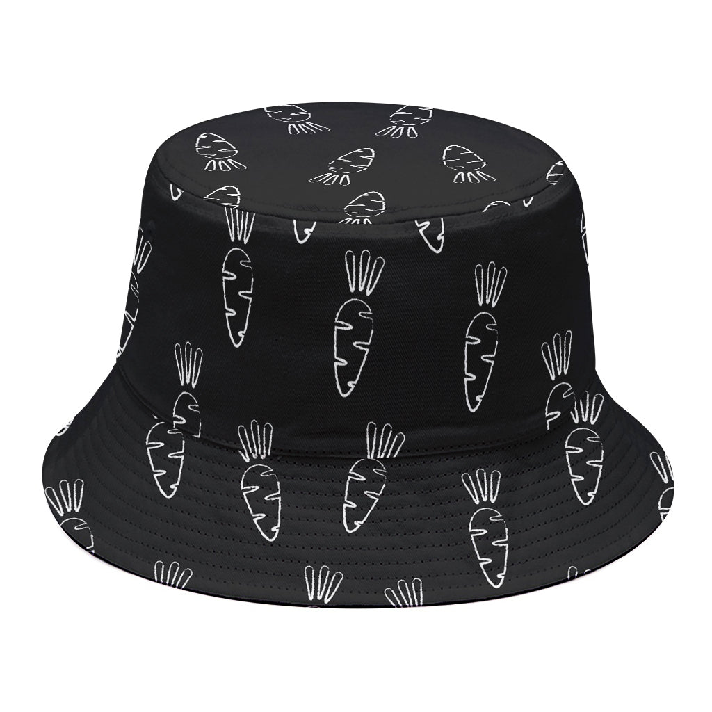 Black And White Carrot Pattern Print Bucket Hat