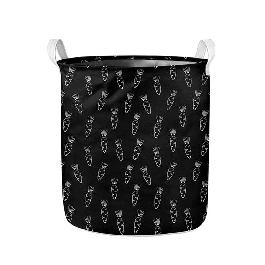 Black And White Carrot Pattern Print Collapsible Laundry Basket