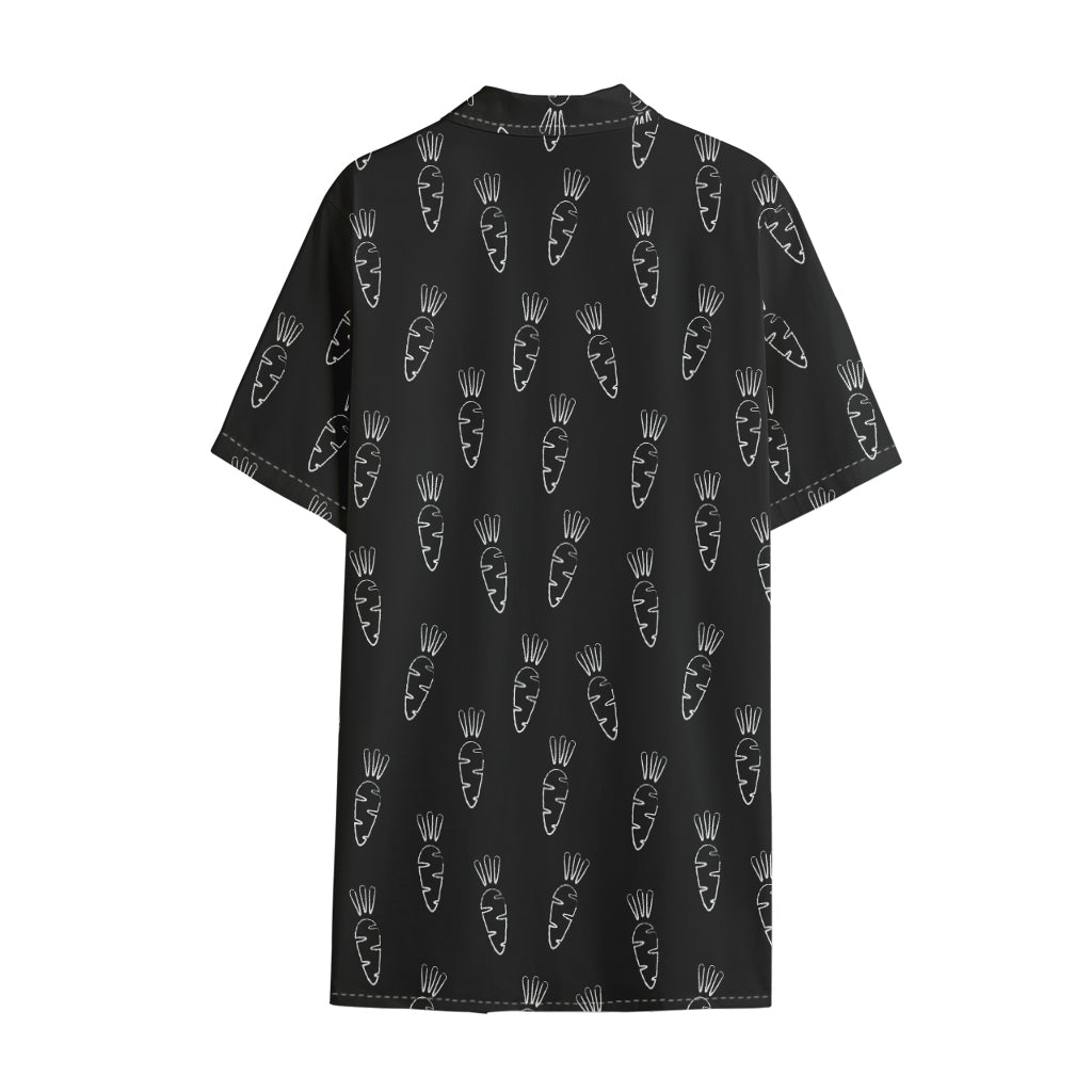 Black And White Carrot Pattern Print Cotton Hawaiian Shirt