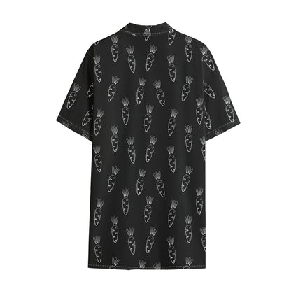 Black And White Carrot Pattern Print Cotton Hawaiian Shirt