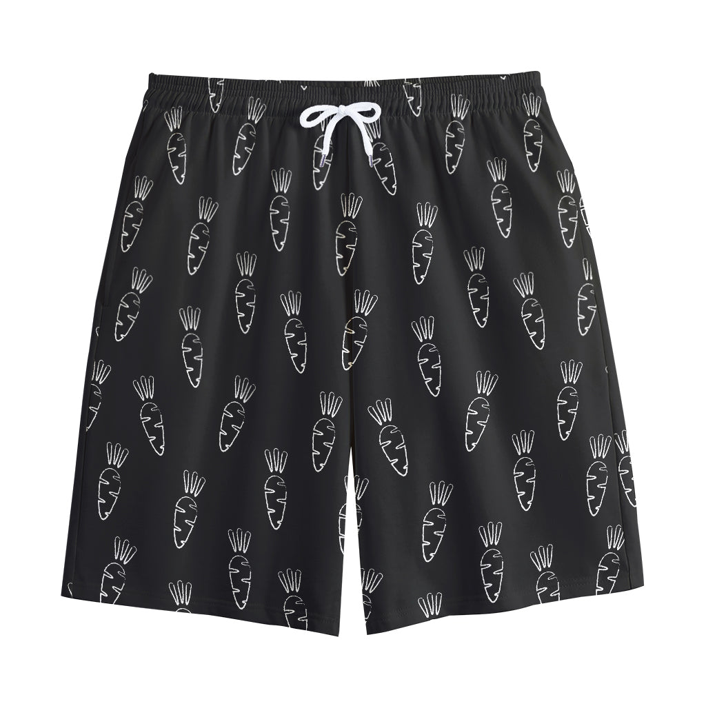 Black And White Carrot Pattern Print Cotton Shorts