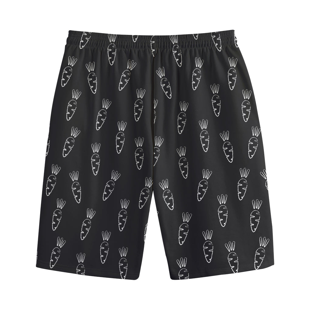 Black And White Carrot Pattern Print Cotton Shorts