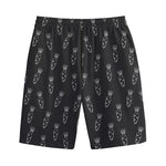 Black And White Carrot Pattern Print Cotton Shorts