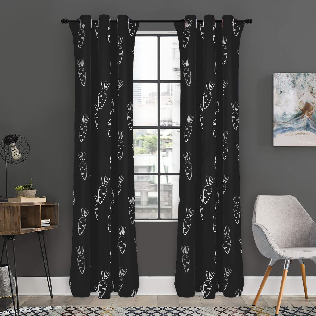 Black And White Carrot Pattern Print Curtain