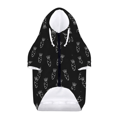 Black And White Carrot Pattern Print Dog Zip Up Hoodie