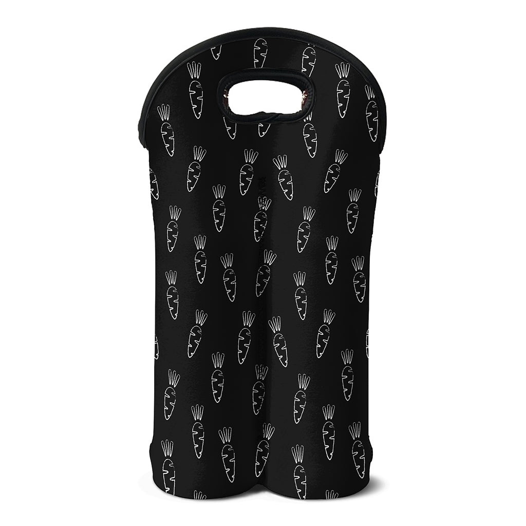 Black And White Carrot Pattern Print Double Neoprene Wine Tote