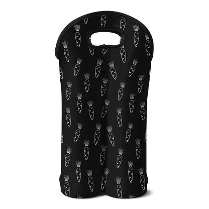 Black And White Carrot Pattern Print Double Neoprene Wine Tote