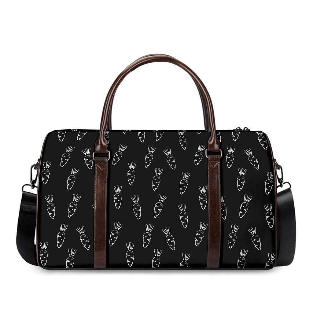 Black And White Carrot Pattern Print Duffle Bag