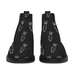 Black And White Carrot Pattern Print Flat Ankle Boots