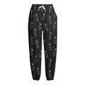 Black And White Carrot Pattern Print Fleece Lined Knit Pants