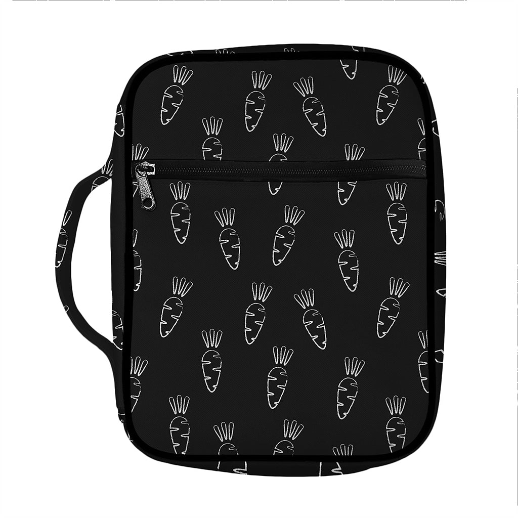 Black And White Carrot Pattern Print Front Pocket Bible Bag