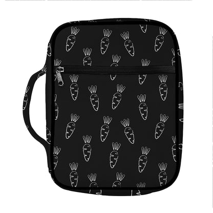 Black And White Carrot Pattern Print Front Pocket Bible Bag