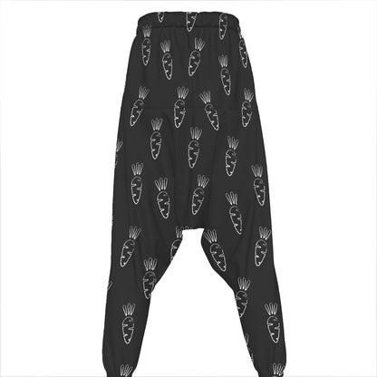 Black And White Carrot Pattern Print Hammer Pants
