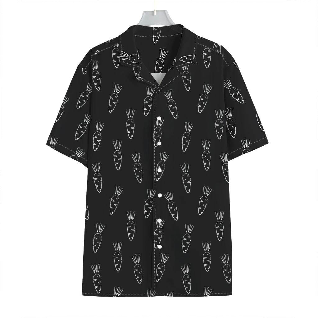 Black And White Carrot Pattern Print Hawaiian Shirt