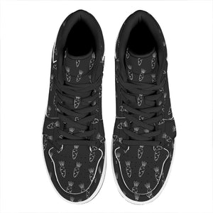 Black And White Carrot Pattern Print High Top Leather Sneakers