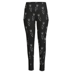 Black And White Carrot Pattern Print High-Waisted Pocket Leggings