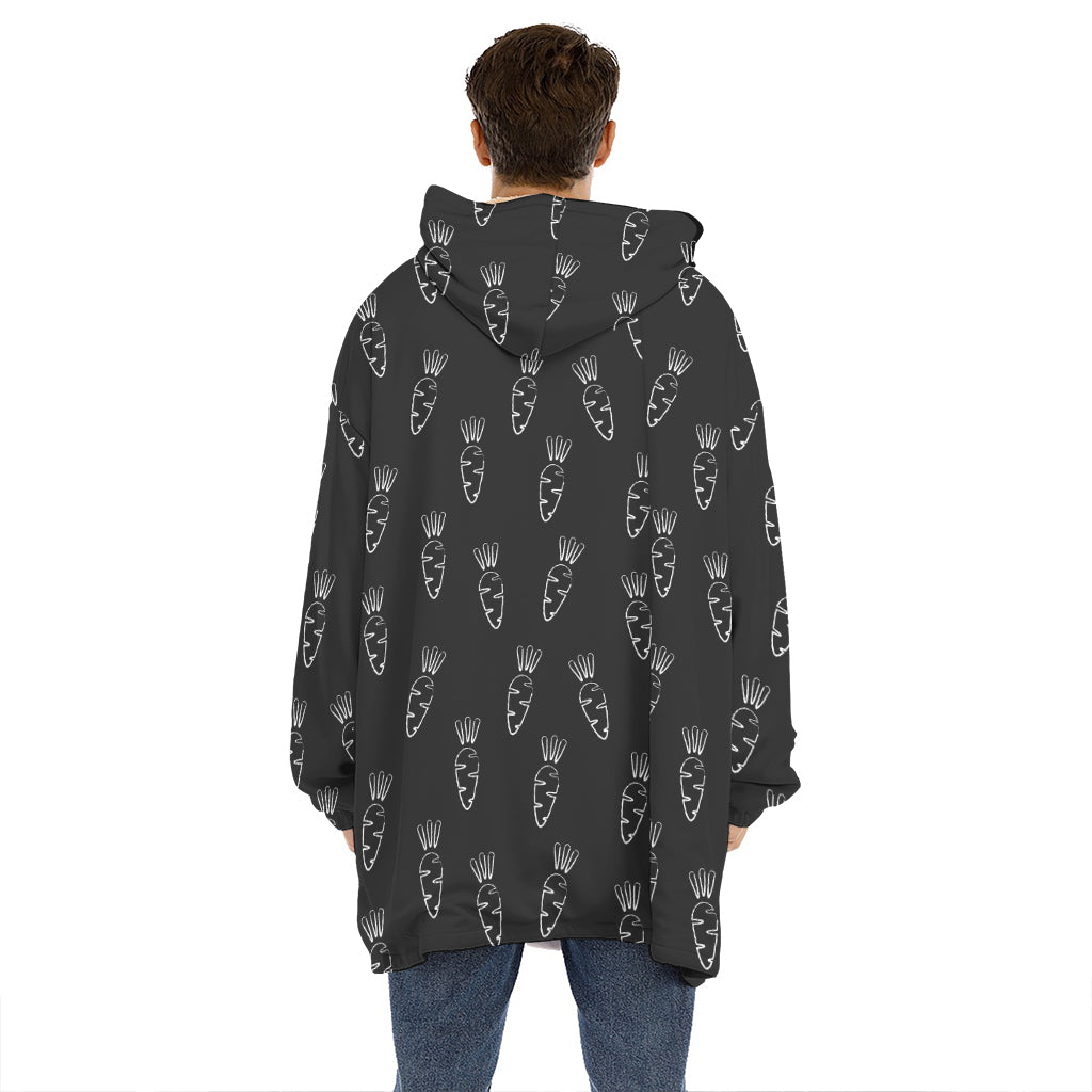 Black And White Carrot Pattern Print Hoodie Blanket