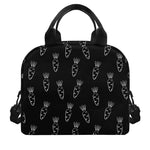 Black And White Carrot Pattern Print Insulated Lunch Bag