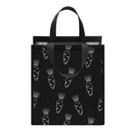 Black And White Carrot Pattern Print Insulated Lunch Tote