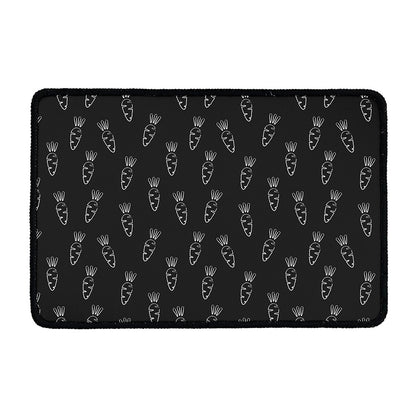 Black And White Carrot Pattern Print Kitchen Mat