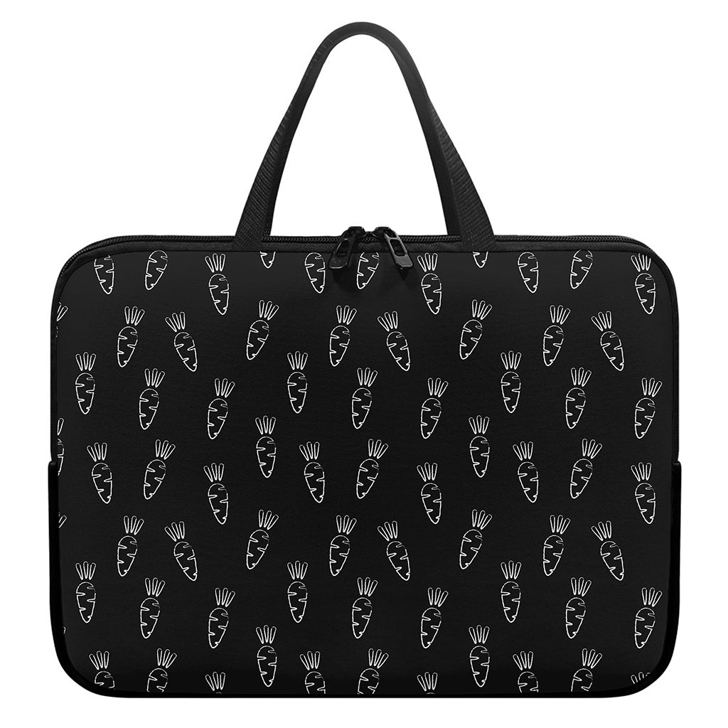 Black And White Carrot Pattern Print Laptop Sleeve With Handle