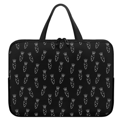Black And White Carrot Pattern Print Laptop Sleeve With Handle