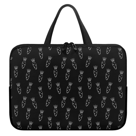 Black And White Carrot Pattern Print Laptop Sleeve With Handle