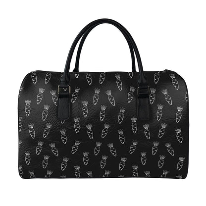 Black And White Carrot Pattern Print Leather Duffle Bag