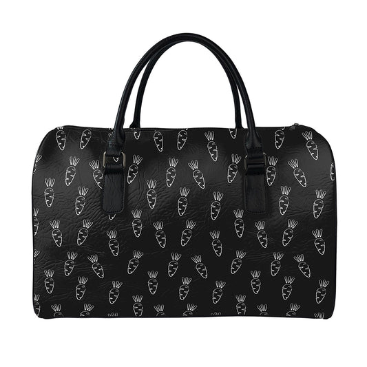 Black And White Carrot Pattern Print Leather Duffle Bag