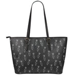 Black And White Carrot Pattern Print Leather Tote Bag