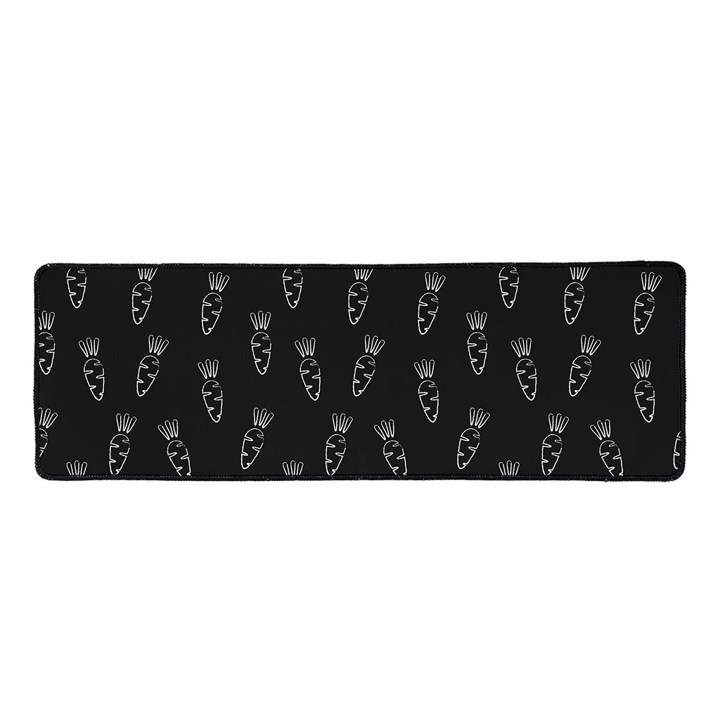 Black And White Carrot Pattern Print Long Kitchen Mat