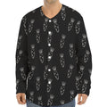 Black And White Carrot Pattern Print Long Sleeve Baseball Jersey