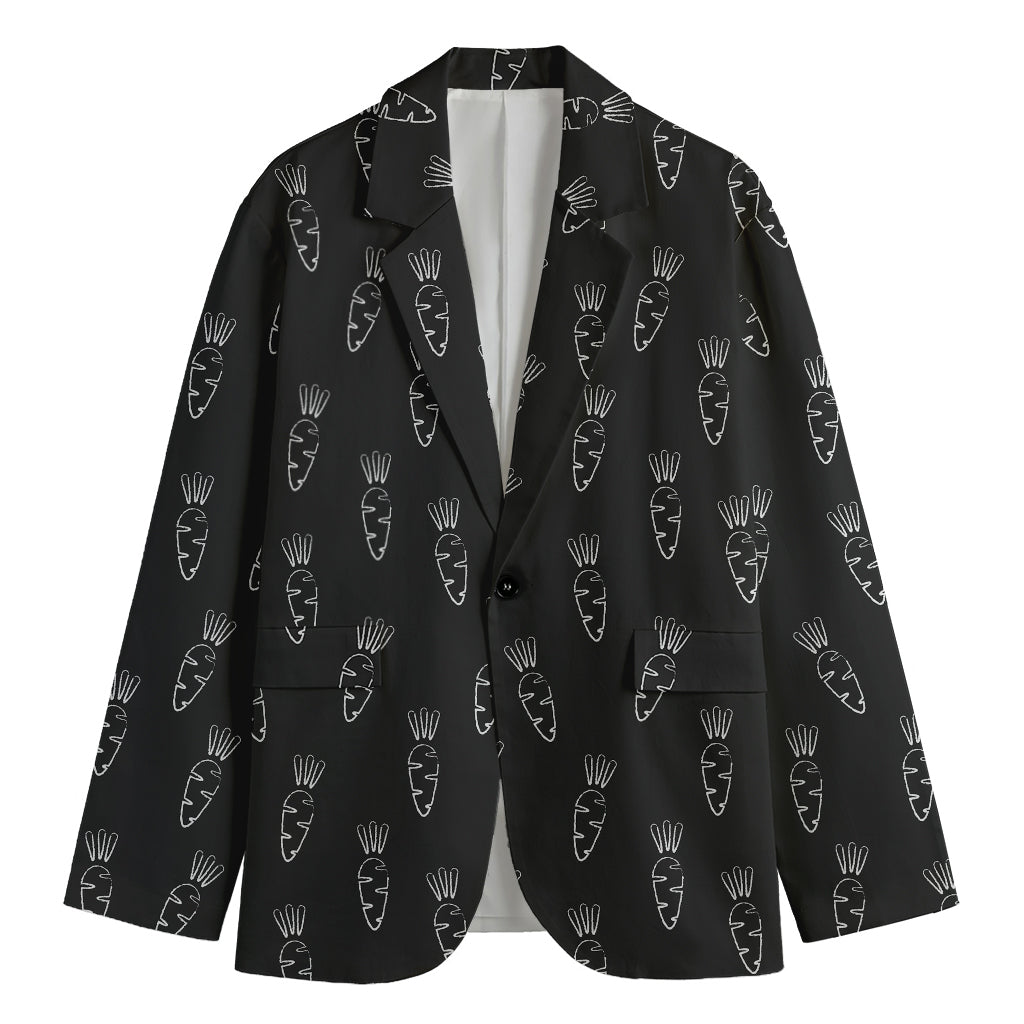 Black And White Carrot Pattern Print Men's Blazer