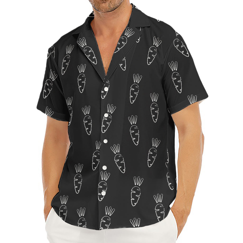 Black And White Carrot Pattern Print Men's Deep V-Neck Shirt