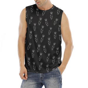 Black And White Carrot Pattern Print Men's Fitness Tank Top