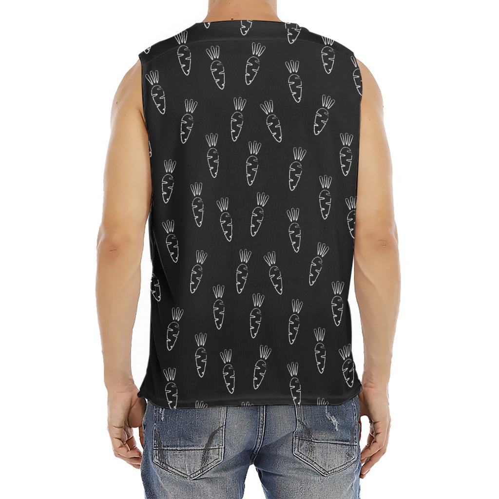 Black And White Carrot Pattern Print Men's Fitness Tank Top