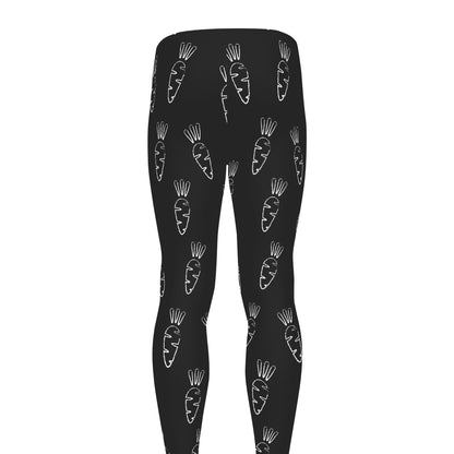 Black And White Carrot Pattern Print Men's leggings