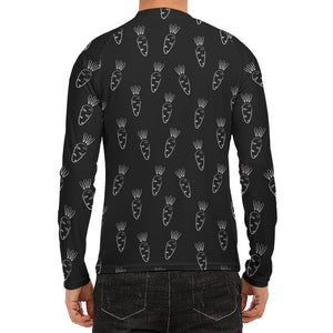 Black And White Carrot Pattern Print Men's Long Sleeve Rash Guard