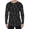 Black And White Carrot Pattern Print Men's Long Sleeve T-Shirt