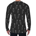 Black And White Carrot Pattern Print Men's Long Sleeve T-Shirt