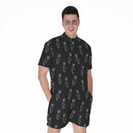 Black And White Carrot Pattern Print Men's Rompers