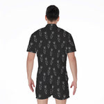 Black And White Carrot Pattern Print Men's Rompers