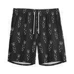 Black And White Carrot Pattern Print Men's Sports Shorts