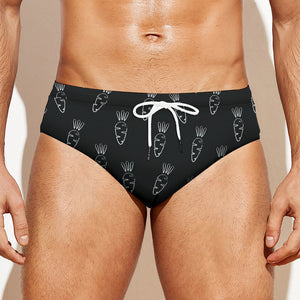 Black And White Carrot Pattern Print Men's Swim Briefs