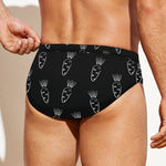 Black And White Carrot Pattern Print Men's Swim Briefs