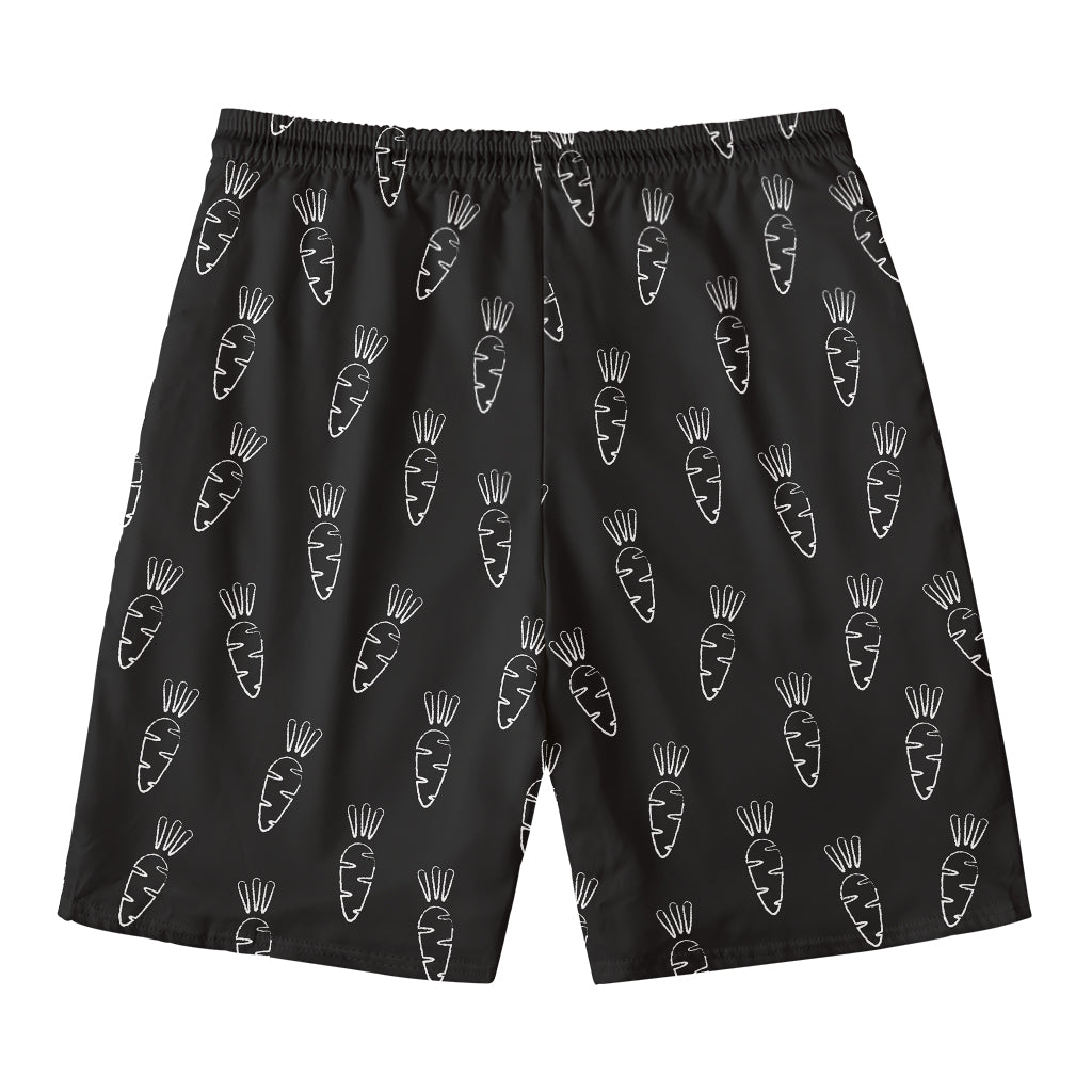 Black And White Carrot Pattern Print Men's Swim Trunks