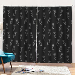 Black And White Carrot Pattern Print Pencil Pleat Curtains