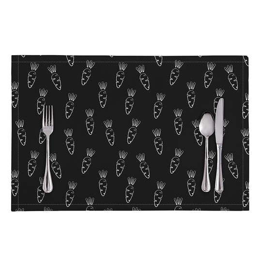 Black And White Carrot Pattern Print Placemat