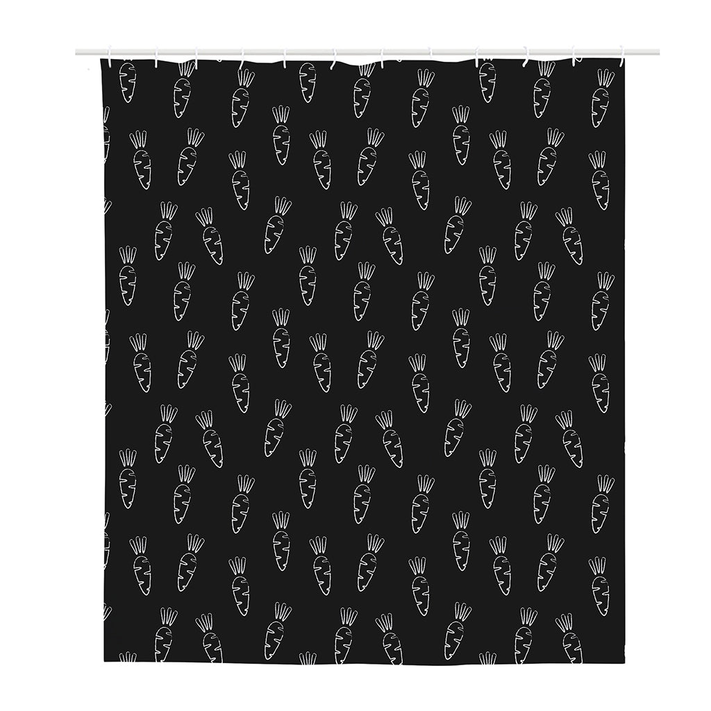 Black And White Carrot Pattern Print Polyester Shower Curtain